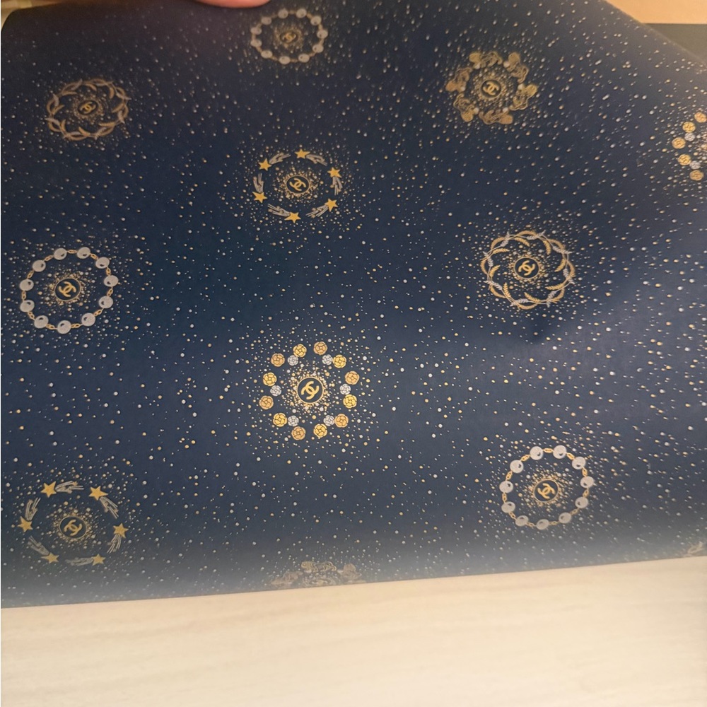Chanel Navy and Gold wrapping paper
